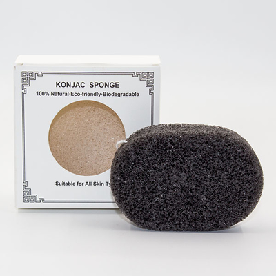 100% Natural Oval Cosmetic Sponge Charcoal And Konjac Cleansing Puff