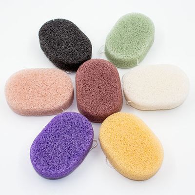 100% Natural Oval Cosmetic Sponge Charcoal And Konjac Cleansing Puff